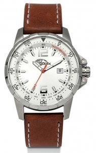 Armbanduhr Silber Braun Leder Gooix HUA-05913