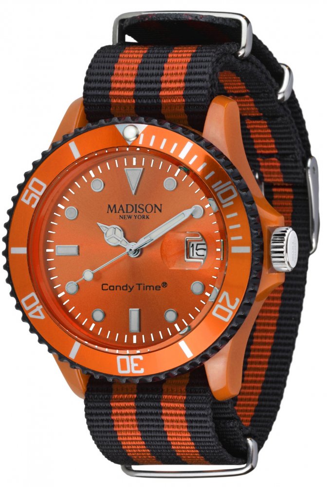 Armbanduhr Silber Orange Schwarz Candy Time® Sailor Madison U4616-04