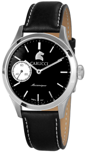 Armbanduhr Schwarz Silber Handaufzug Leder CARUCCI CA6628BK