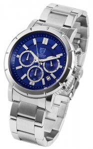 Armbanduhr Blau Silber Edelstahl Chronograph Pierrini 291023000004