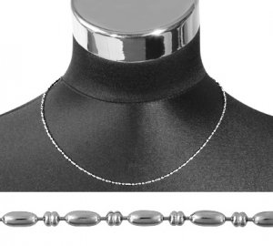Halskette Kugelkette rund/oval silbern Edelstahl Akzent 45cm